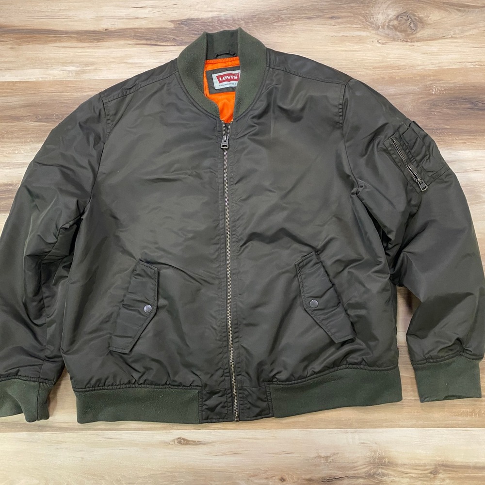 Levi's Bomber Jacket XXL MA-1 Flight Jacket Nylon Military Olive Green
